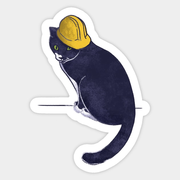 Construction Cat Sticker by Theysaurus